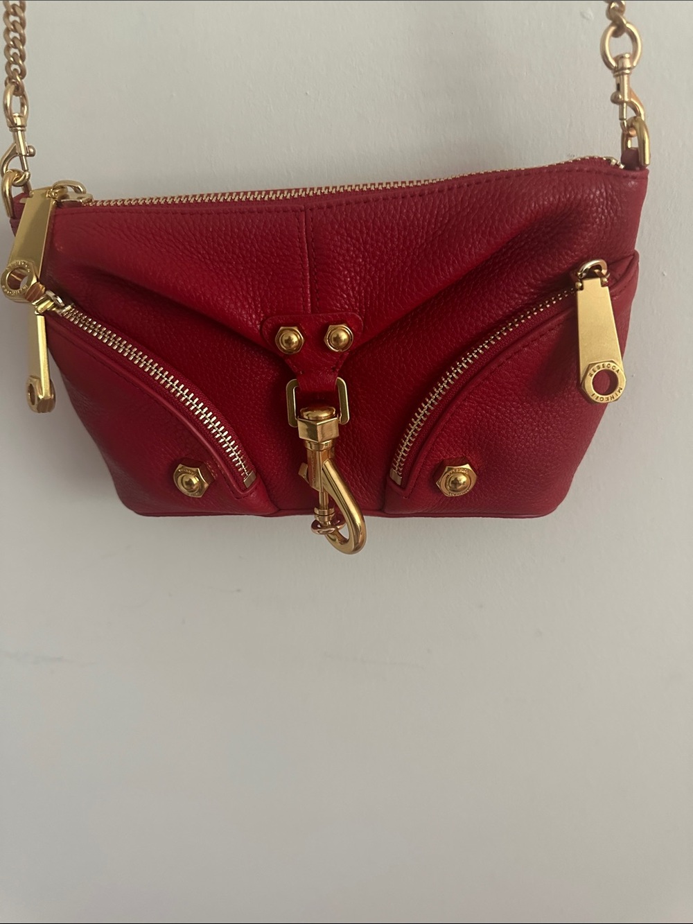 Rebecca Minkoff Red Leather Mini Crossbody with Gold Hardware